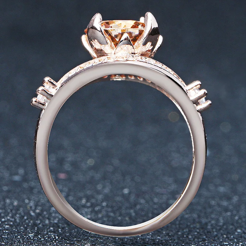 14k розовое Золотое кольцо с бриллиантом для женщин Ametrine Bizuteria pierscionki Золото Алмаз