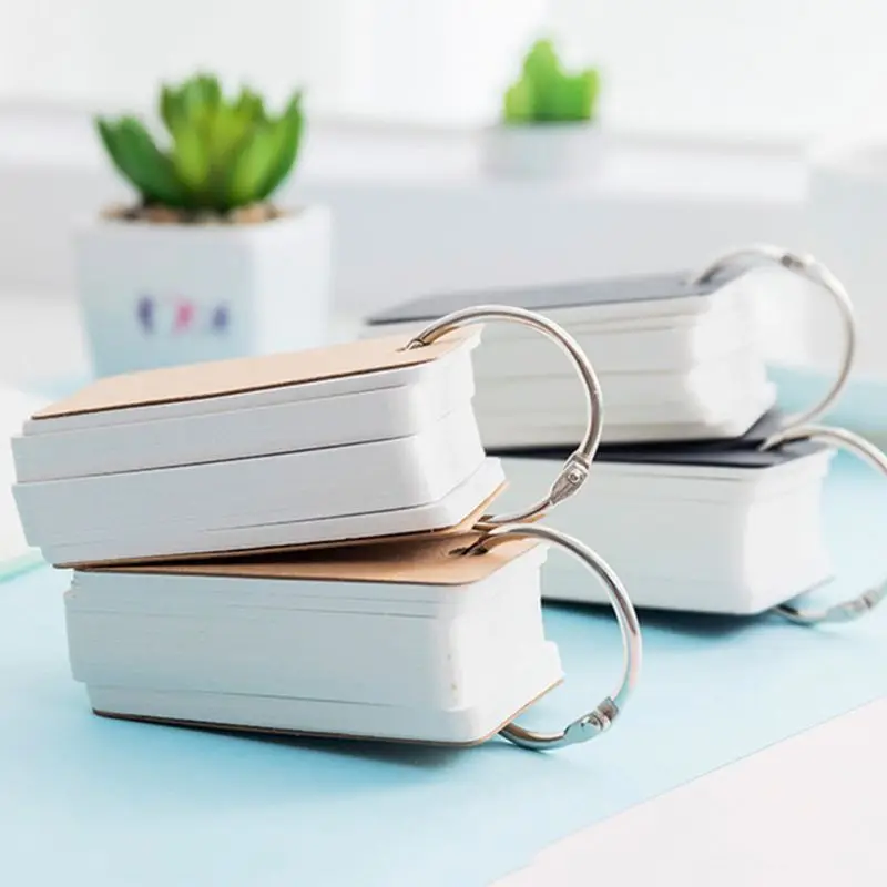 Simple DIY Index Cardboard Cover Blank Paper Card Memo Pad Bookmark Binder Rings School Office Supply | Канцтовары для офиса и