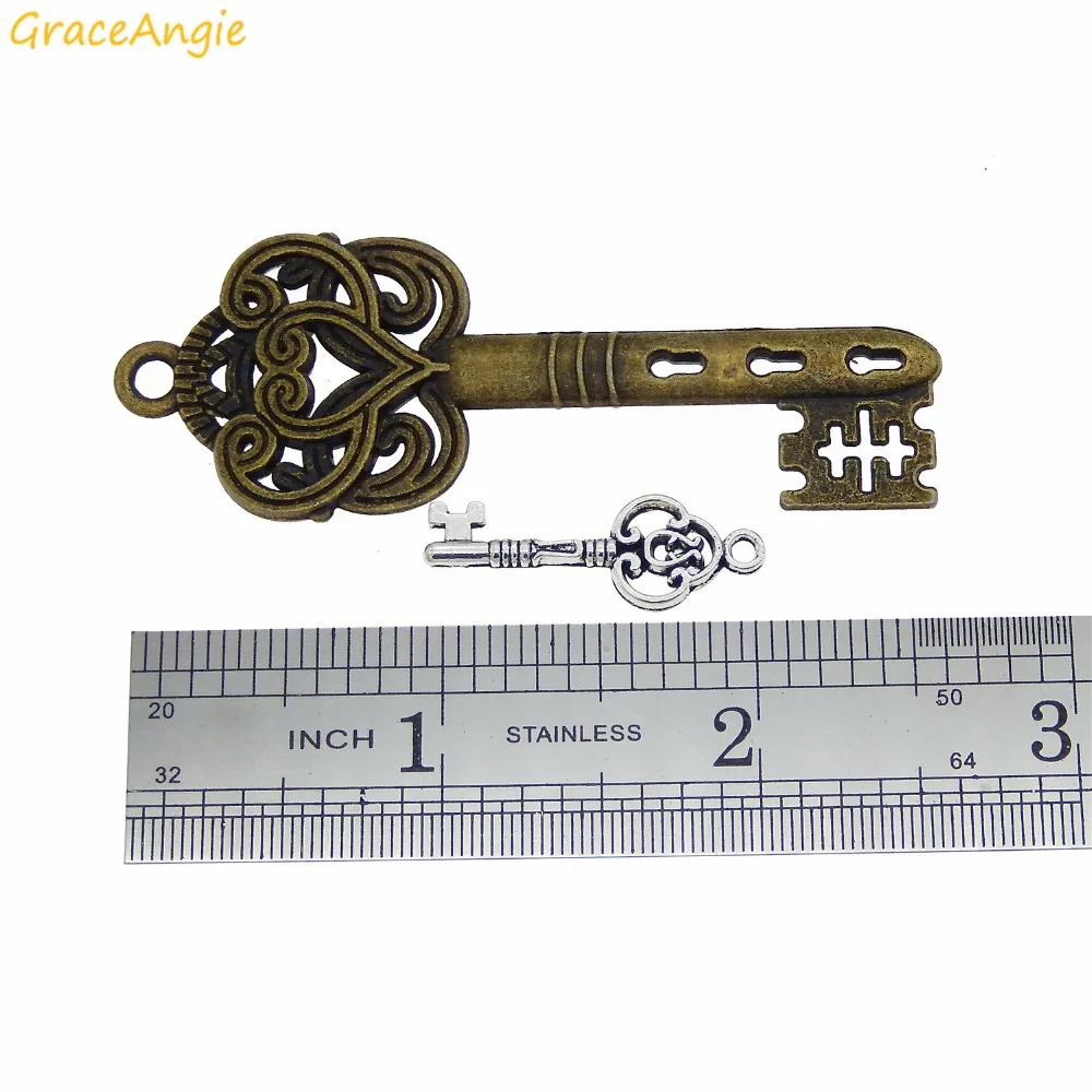 GraceAngie 10 шт. DIY опт Ассорти скелет ключ античный сплав подвески смешанные формы