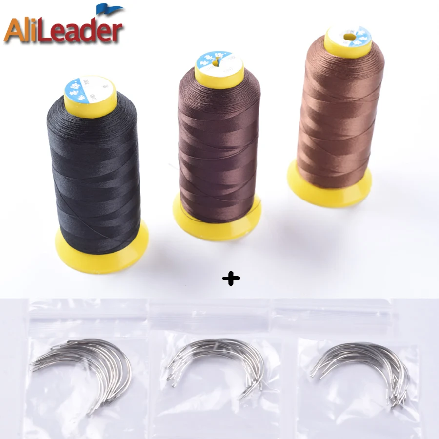 Набор черных/темных/светло коричневых нитей и игл полезные инструменты для