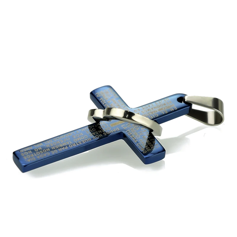 Мужская подвеска из нержавеющей стали Elfasio серебряное ожерелье с крестом