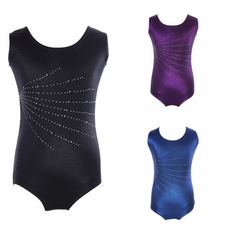 

2018 Girls gymnastics dance wear sleeveless diamond highlights body suit ballet gymnastics dance dance practice clothes