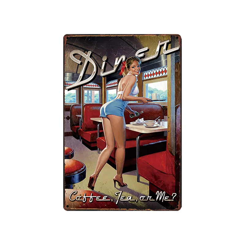 Pin Up Girl Garage табличка Оловянная табличка металлическая винтажная настенная паба Отель домашний Арт Декор Куадрос DU-1434 - Цвет: SA-6391
