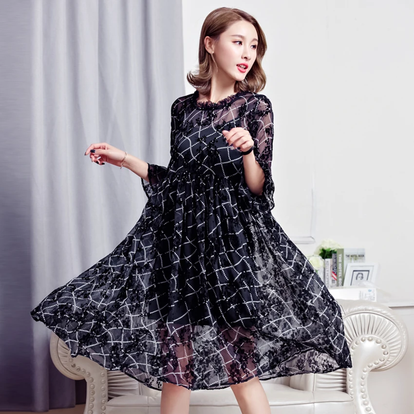 Повседневное новые летние женские Модные плиссированные Кружево Платья для