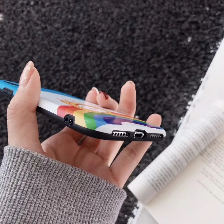 Luxury Brand IMD Soft Silicone Case for iPhone X cover XR 10 XS Max 7 Plus 8 6 6S Cute Lucky Day Rainbow Happy Boy Coque |