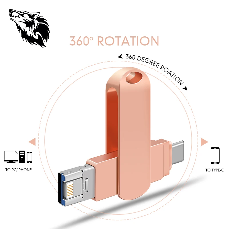 Модный флеш накопитель TYPE C USB 2 0 128 Гб 64 ГБ 32 16 8 флешка для iPhone и компьютера|USB
