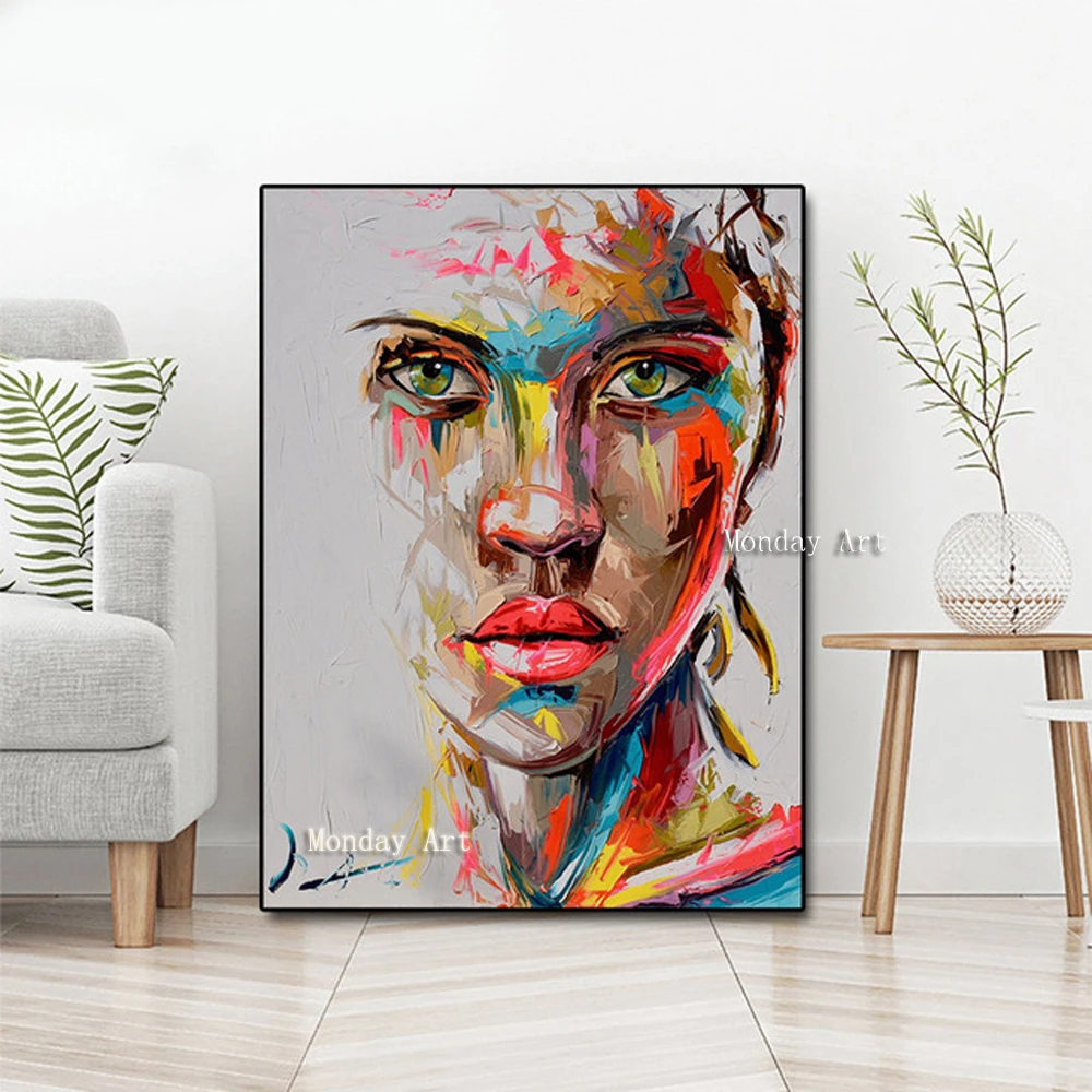 

Big Size Canvas picture Hand painted Knife impressionist Portrait Oil Painting Dropshipping Wall Art Canvas Poster oil painting