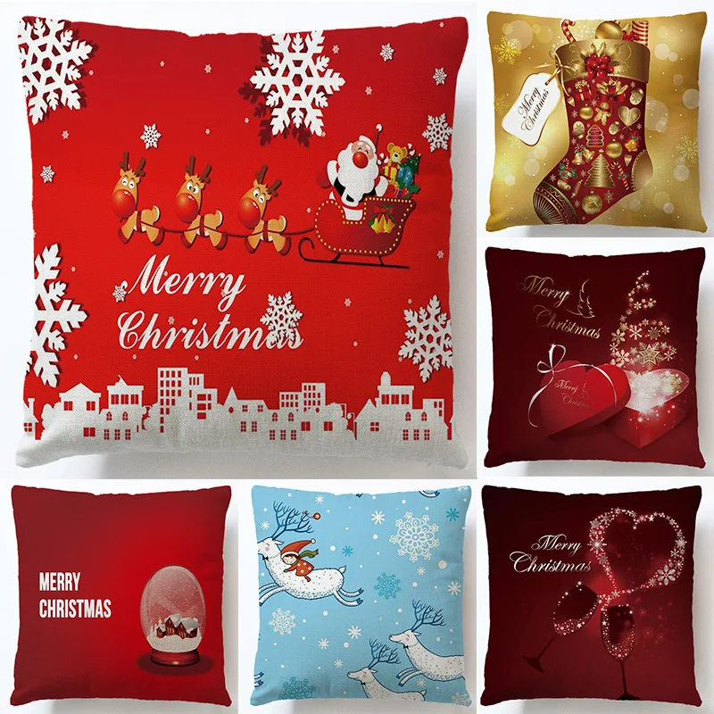 

Домашний текстиль 45*45 см льняная цветная печатная Рождественская квадратная наволочка для дивана наволочка 2 шт./лот