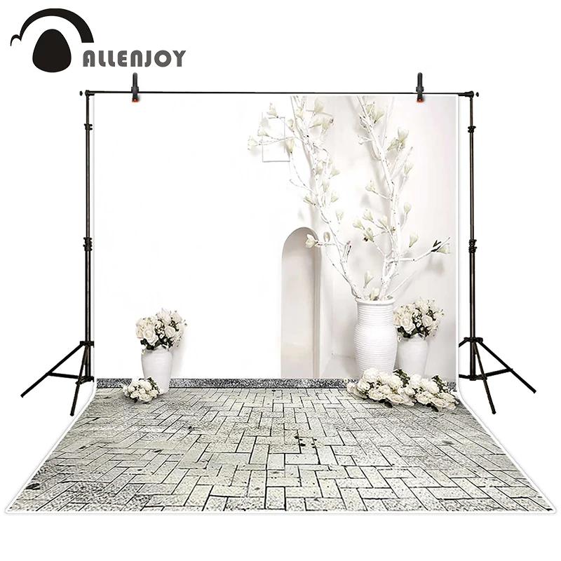 Allenjoy фотографический фон белые розы стены белый горшок фоны принцесса свадьба