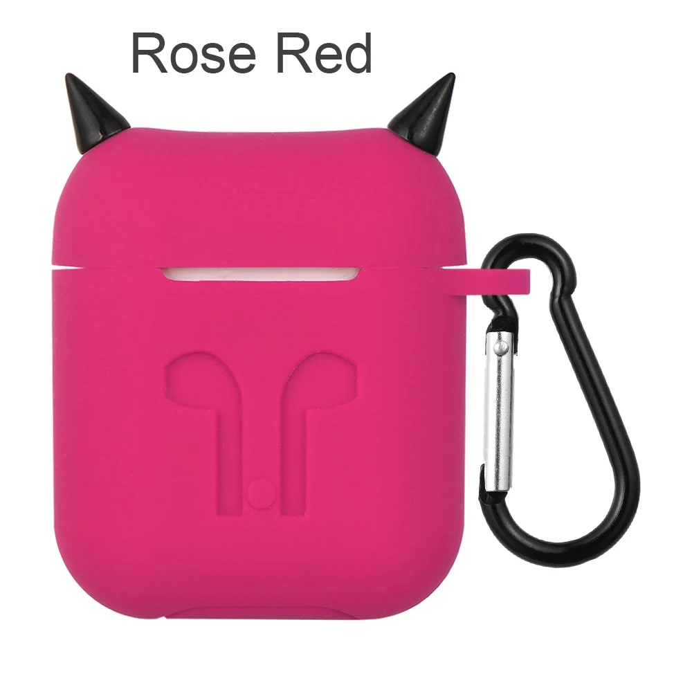 rose red Милый Силиконовый ТПУ Bluetooth беспроводной чехол для наушников модный защитный чехол для Apple Airpods зарядный ящик с крючками - Цвет: rose red