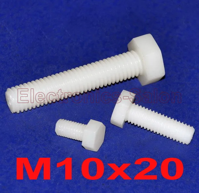 (10 шт./лот) метрический M10 x 20 мм нейлоновый шестигранный болт винт.|nylon hex bolt|hex boltm10