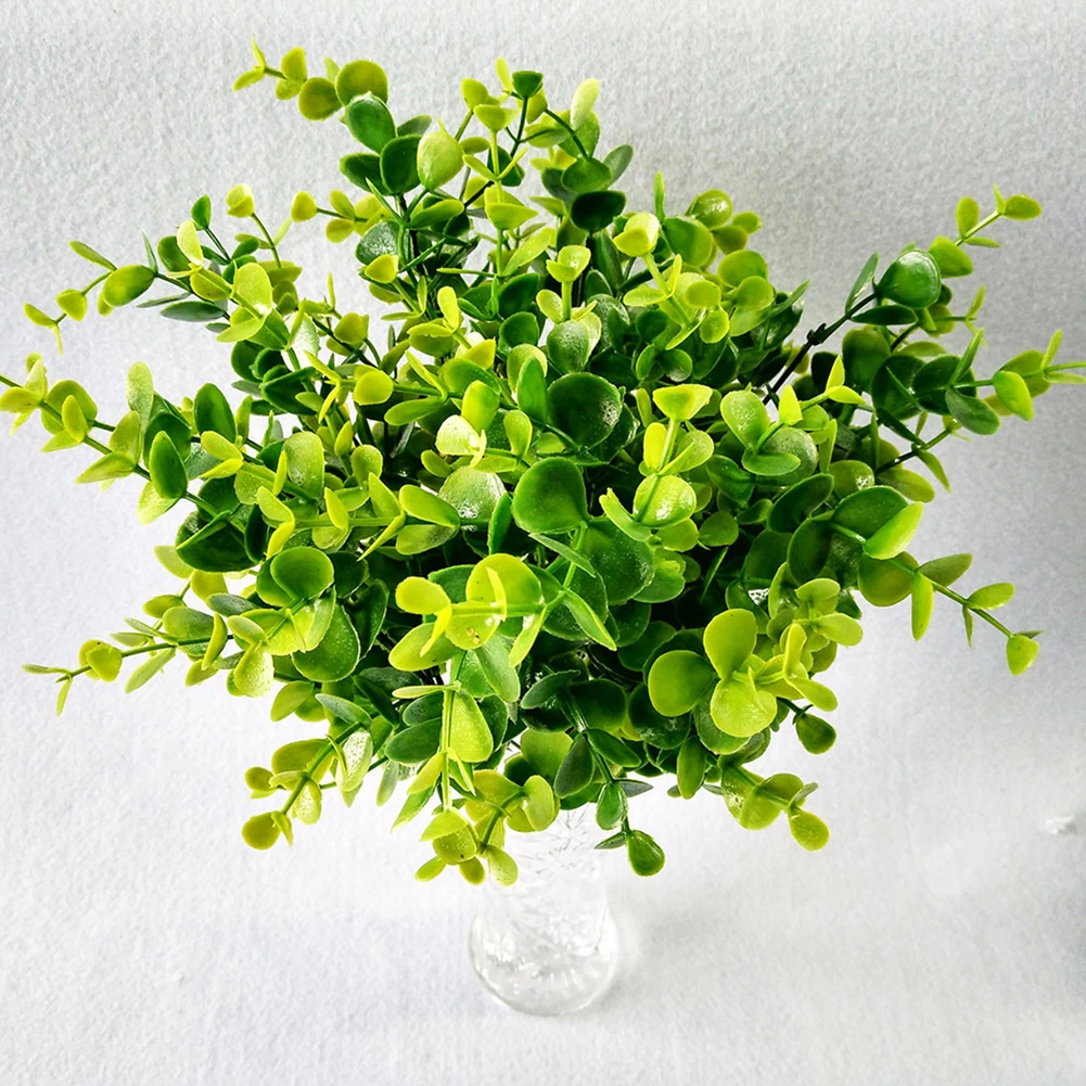 7Pcs artificial plant leaf plastic eucalyptus inserted potted flowers decorative green plants | Дом и сад