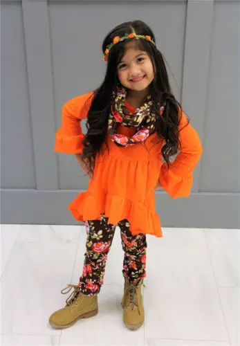 Футболка с длинными рукавами для маленьких девочек топы платья штаны цветочным