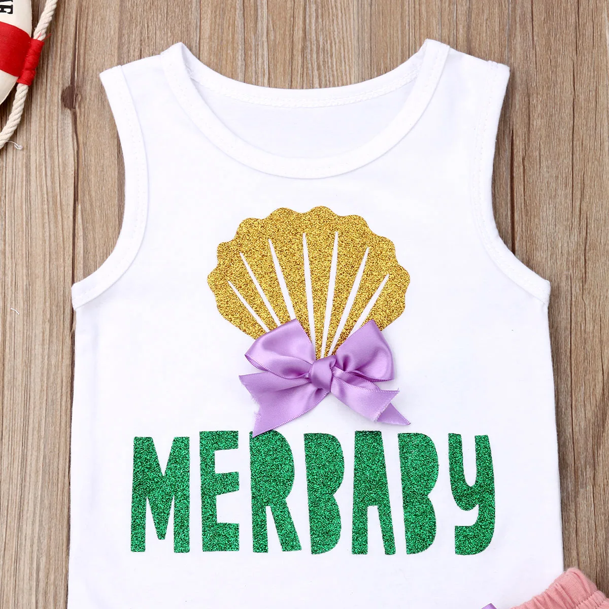 Summer Baby Girl Clothes Mermaid Romper Tops Tutu Shorts Skirts Outfits | Мать и ребенок