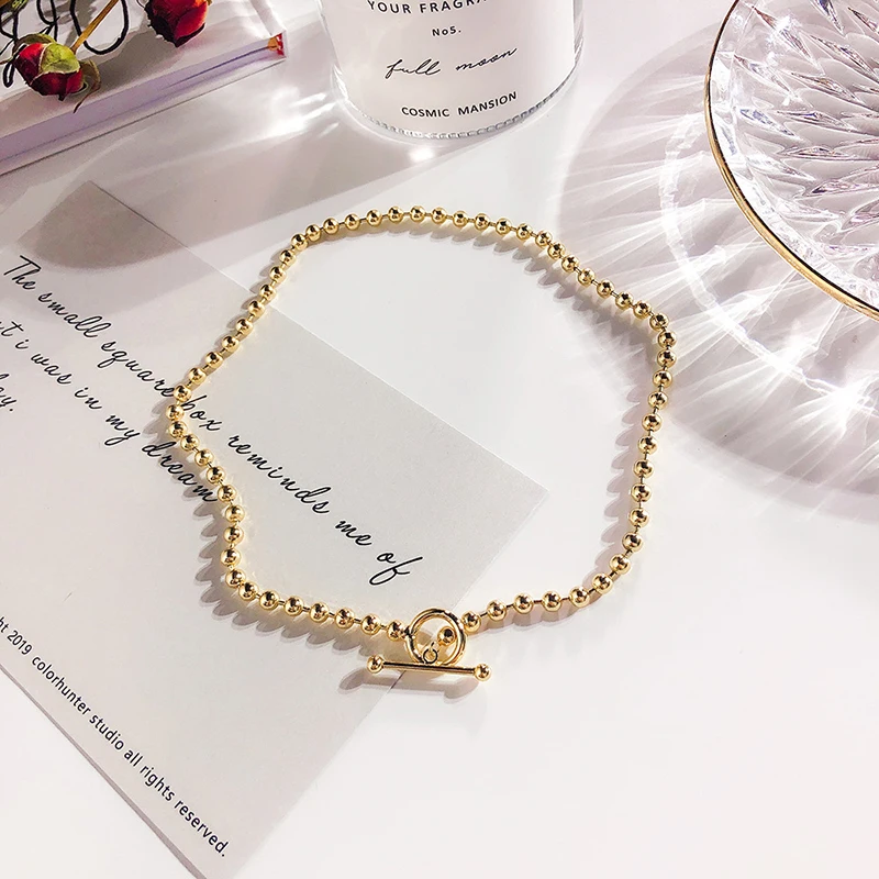 Модное женское ожерелье в европейском стиле с золотыми шариками цепочка чокер до