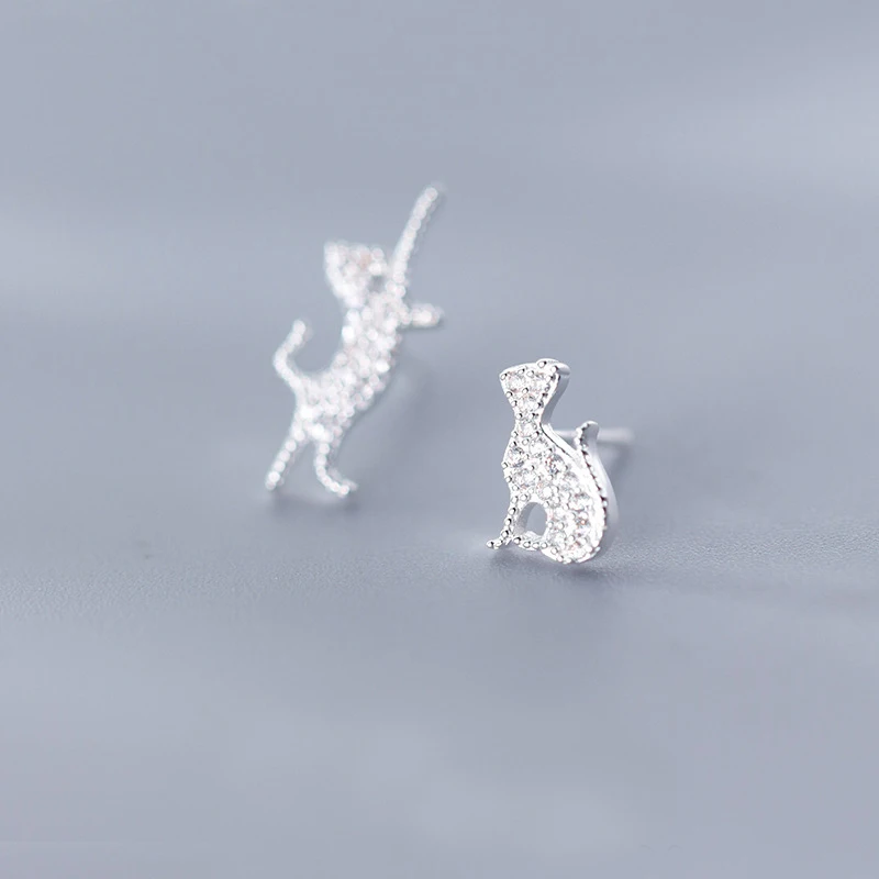 

MloveAcc оригинальный бренд 100% 925 стерлингового серебра с милым рисунком кота, серьги со шпилькой, для женщин, модное ювелирное изделие, подарок,...