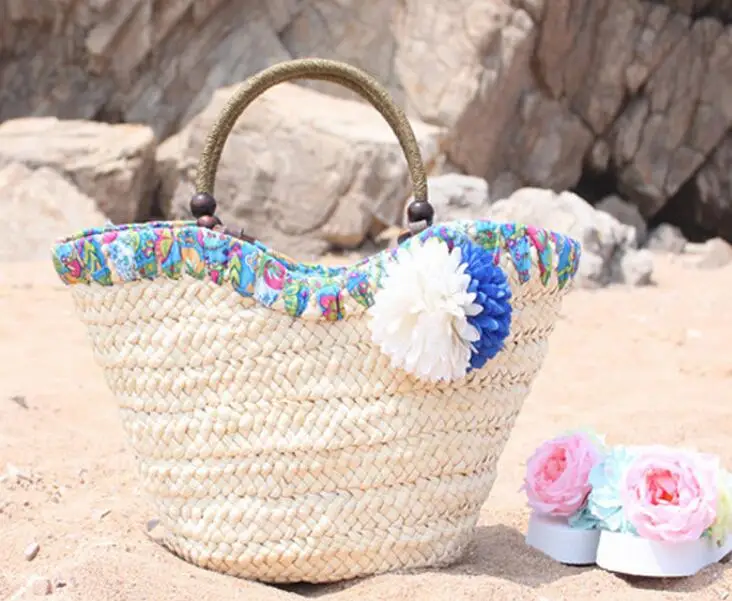 Big Flower Women Summer Straw Bag Solid Fashion Beach Bag Women Handbag Lady Beach Bag Women Handbags