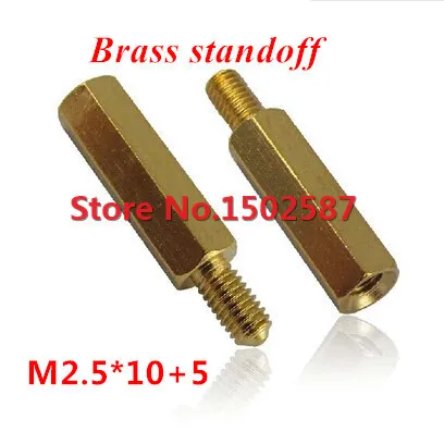 

100 Pieces M2.5*10+5 Brass Hex Standoff Spacer M2.5 Male x M2.5 Female-10mm