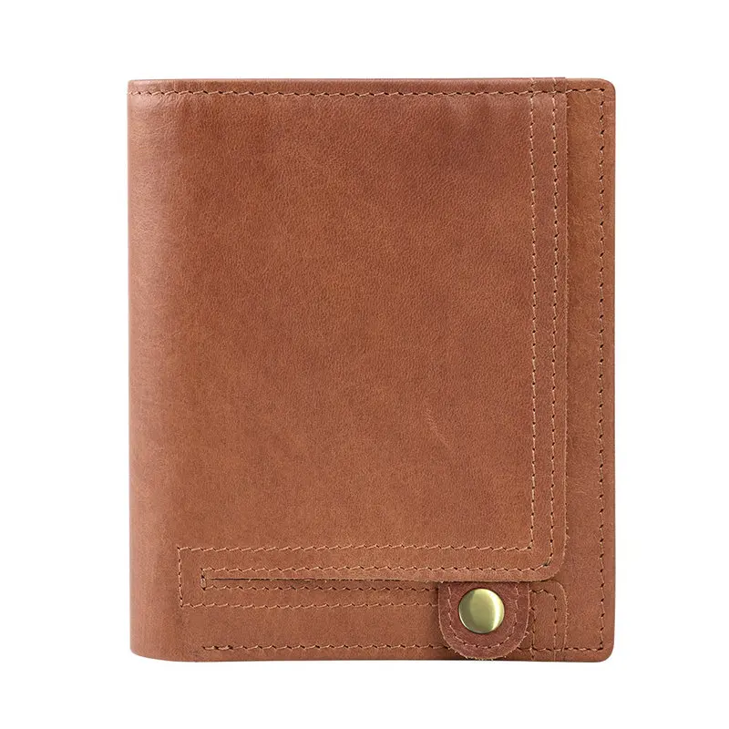 brown men wallet GENODERN натуральная кожа Rfid кошелек для мужчин Crazy Horse кошельки маленькие короткие мужские сумки для денег качественные дизайнерские мини Walet - Цвет: brown men wallet