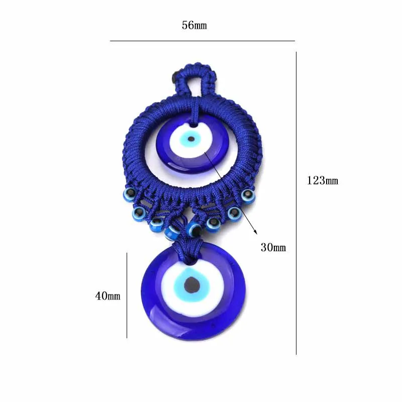Lucky Eye Плетеный настенный индейка злой брелок для ключей в форме глаза красочный стеклянный брелок для ключей ювелирные изделия изготовление ручной работы EY1061 - Цвет: Blue small