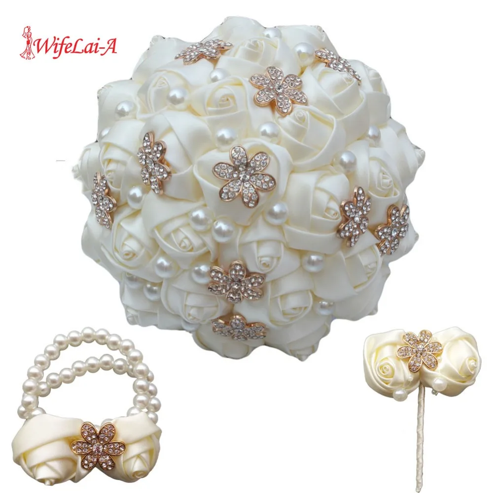 

(Цветок на запястье и бутоньерка) имитация цвета слоновой кости искусственный букет розы Золотой фотоэлемент