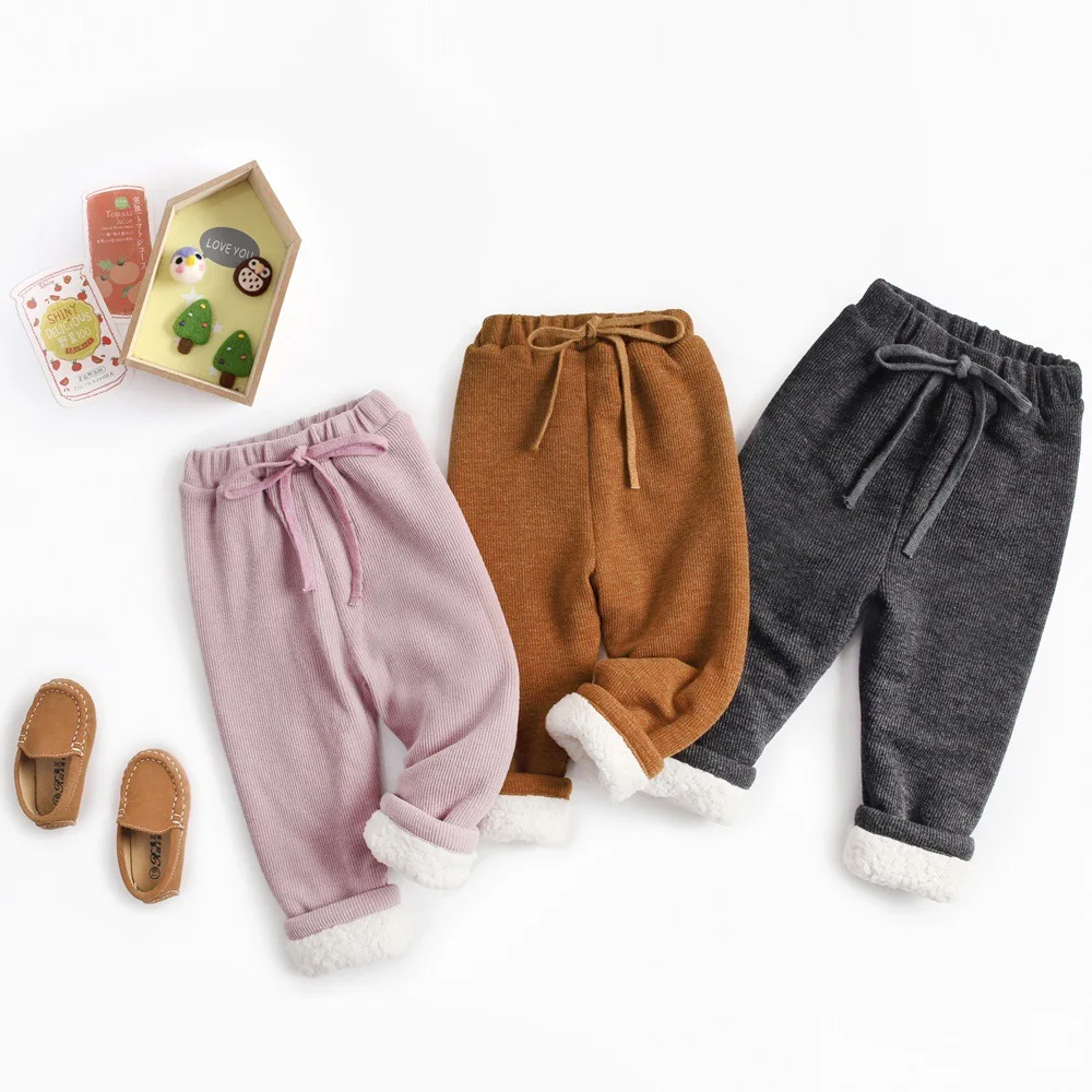 

Baby Warm Knitted Pants for Girls Children Plus Lamb Velvet Thick Infant Winter Pants Newborn Boys Leggings Casual Trousers
