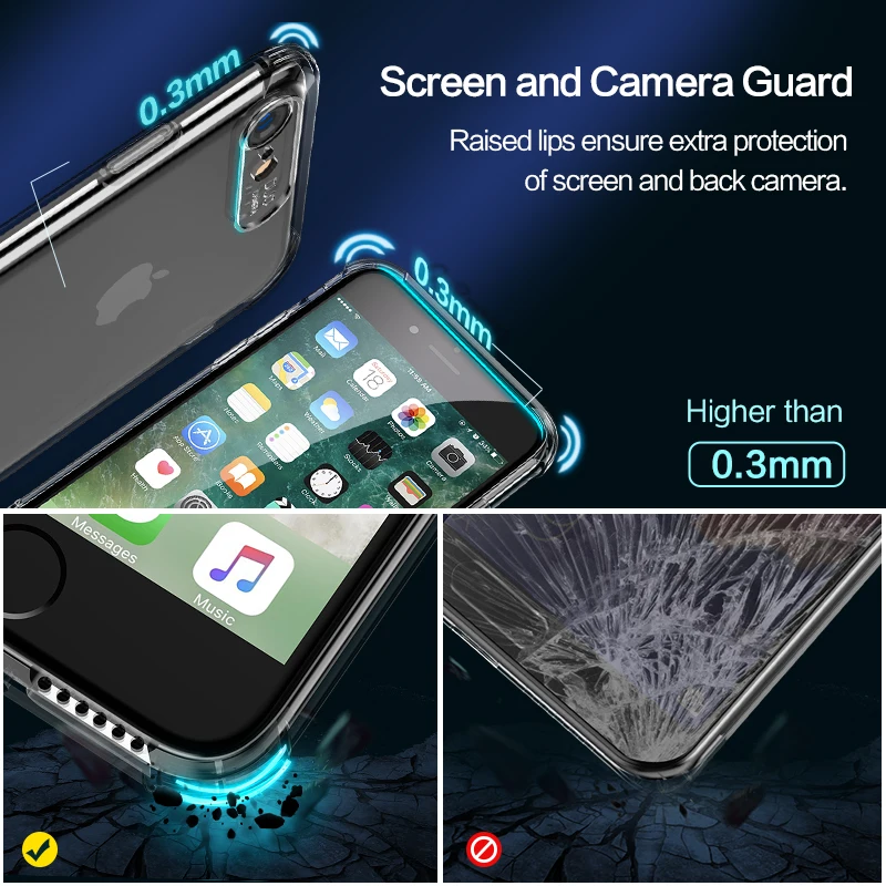 SmartDevil Shockproof Bumper Phone Case for iPhone X XS XR Max Transparent Silicone Clear Protection Back Cover |