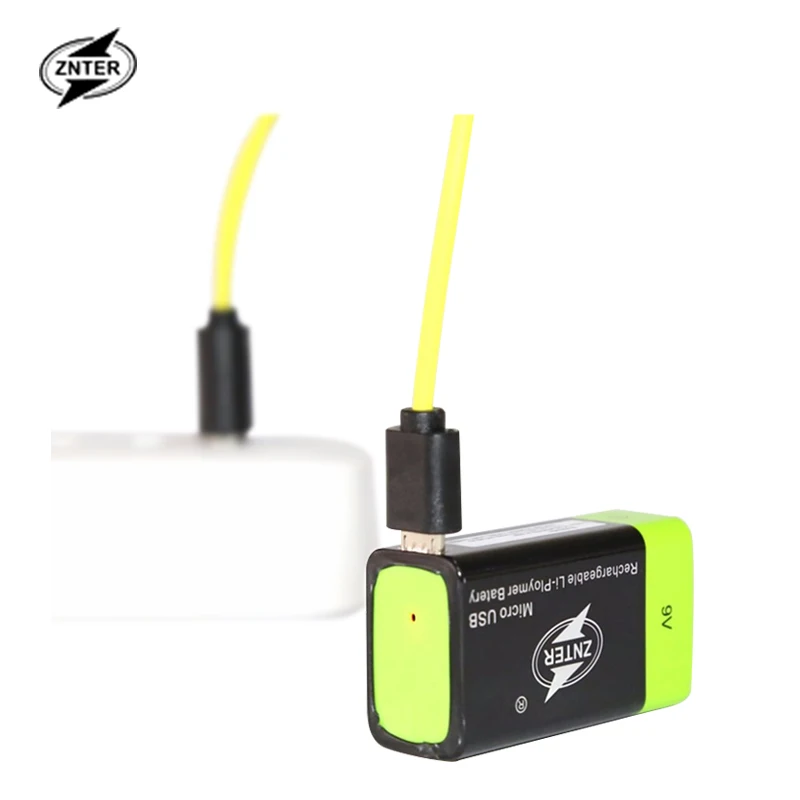 ZNTER ультра-эффективный 9V 600 мА/ч USB Перезаряжаемые 9В литий-полимерный Батарея для