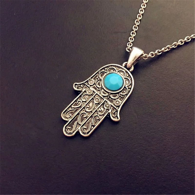 Новый boho lucky charms Турции Бог Хамса для рук colar колье ожерелье fatima Винтаж серебро