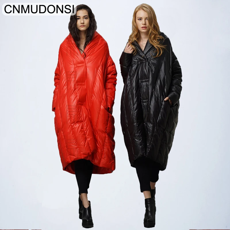 DMLFZMY New Fashion Oversize Large Size Loose Winter Jacket 2018 Female's Warm Batwing Sleeve Long Coat Jaqueta Feminina | Женская