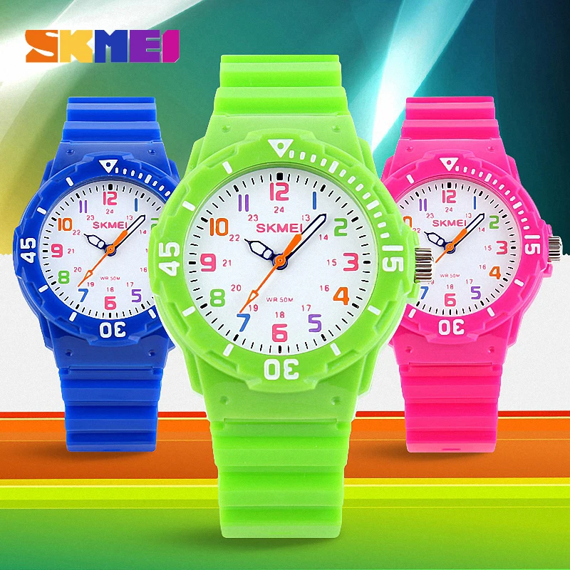 

SKMEI Children Sport Quartz Watch Waterproof boys Hour girls Student Watches PU Strap Jelly Kids Clock Fashion Wristwatch 1043