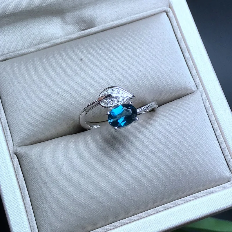 Женское кольцо с голубым топазом MeiBaPJ инкрустированное натуральным из