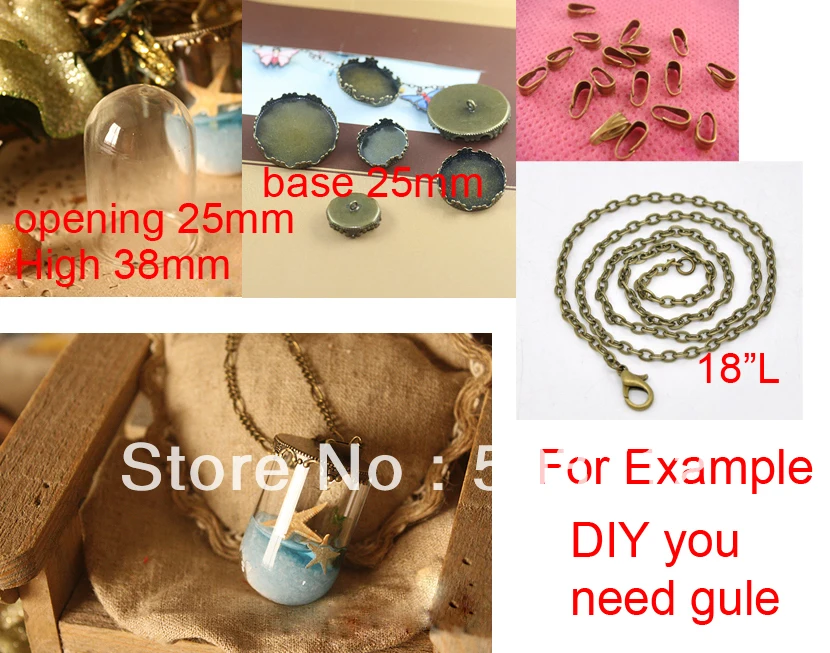 

Free shipping >>20sets DIY 38mm Glass Globe Pendant Locket Charm opening 25mm /Glass pendant