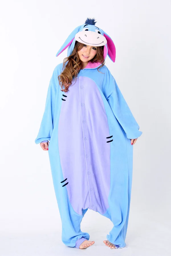 

Fashion Women Men Character Donkey Pijamas Onesies Full Sleeve Hooded Fleece Pyjamas Sets Cartoon Cosplay Costumes Funny Pajamas