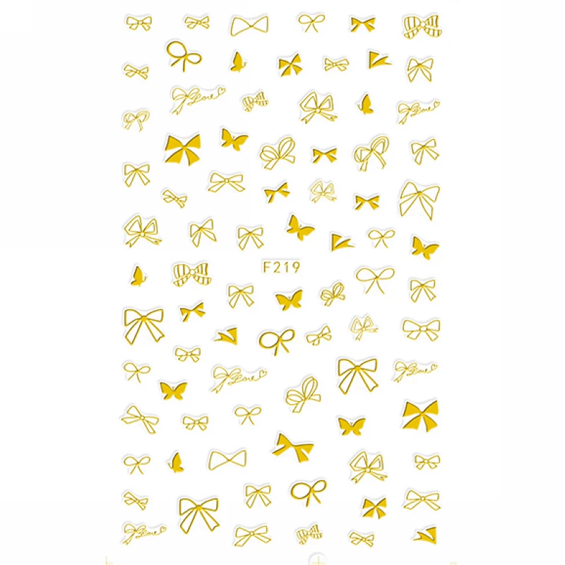 

SUPER THIN SELF ADHENSIVE 3D NAIL ART NAIL SLIDER STICKER BLACK WHITE GOLD SILVER FLOWER DIAMOND RING LIPS NECKLACE F217-220