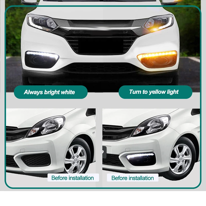 ROADOT автомобиля светодиодный drl для Honda Brio 2016 2017 дневного света сигнальные лампы