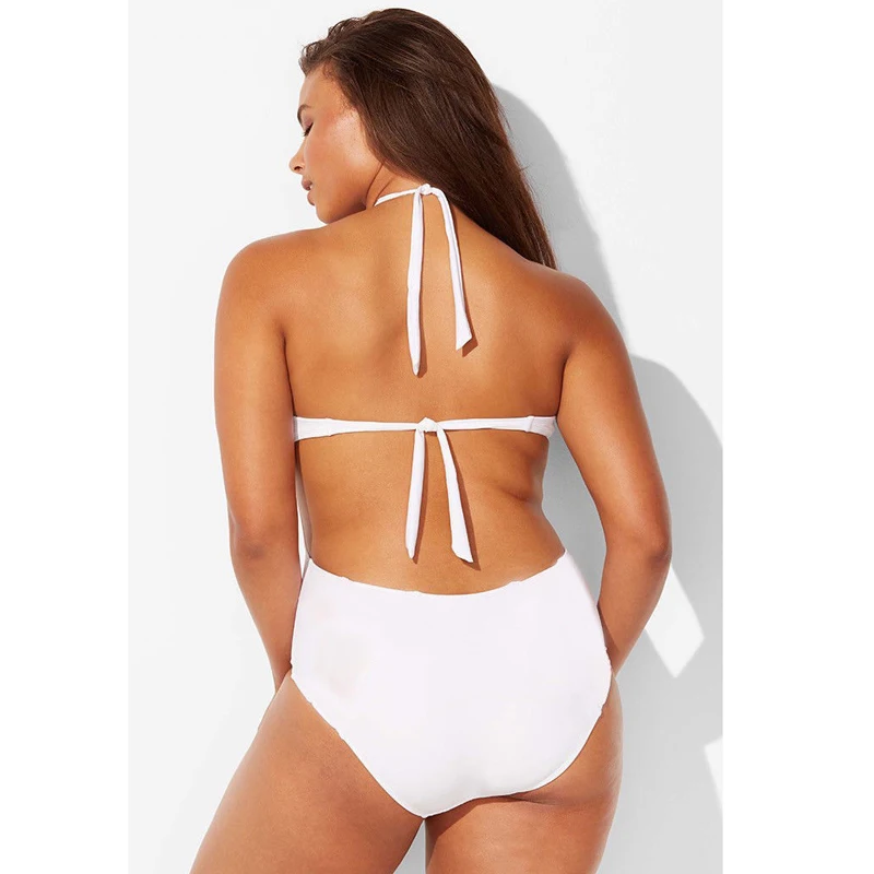 Женский купальник монокини большого размера плюс Бандажное бикини с открытой