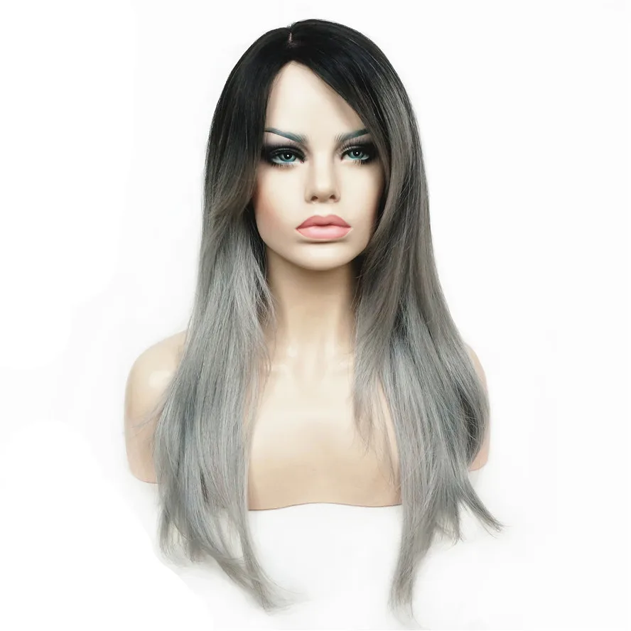 StrongBeauty женский длинный прямой светильник для волос фиолетовый Ombre парик