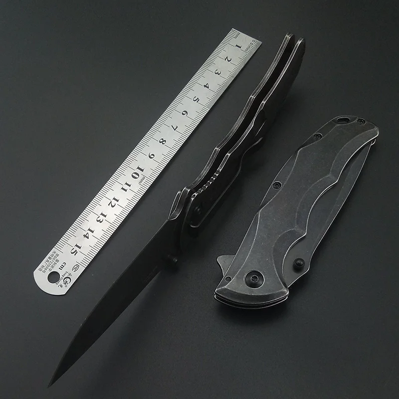 Тактический складной нож резец со стальной ручкой Stonewash для выживания кемпинга