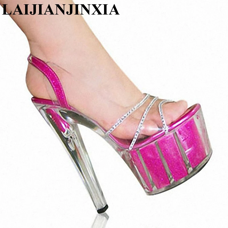 

LAIJIANJINXIA Fashionable dress collocation is fine with 15 cm super high heels sandals Nightclub colourful shoes K-037