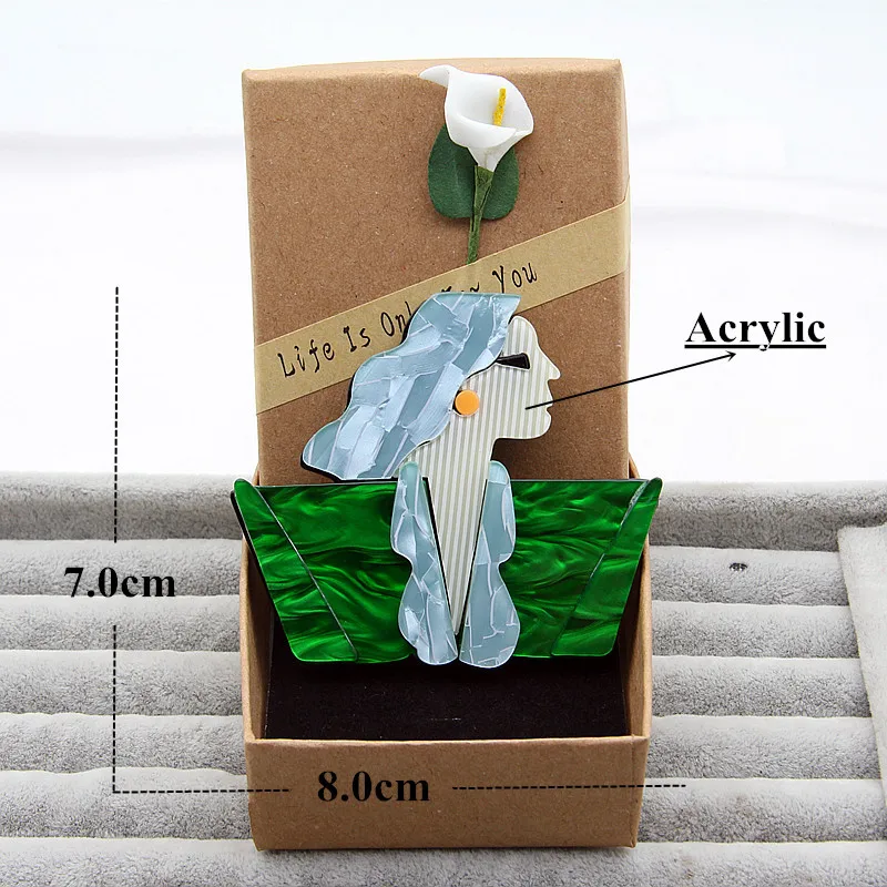 FishSheep Женская фигурка акриловая бижутерия броши большая девочка значок ацетатное волокно булавки и броши для женщин ручной работы Нагрудный значок