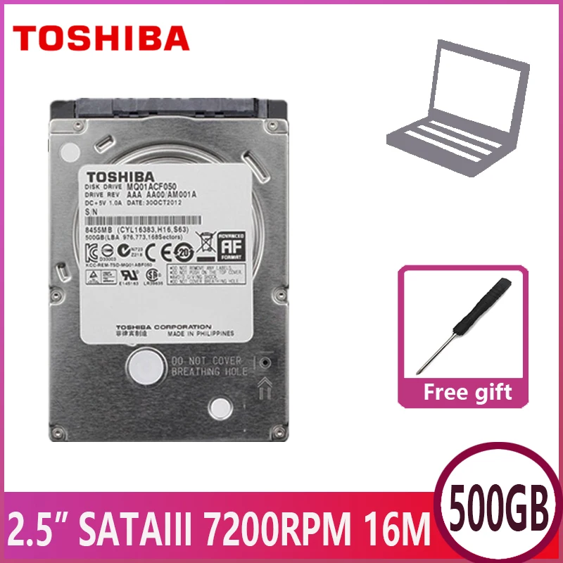 Жесткий Диск TOSHIBA для ноутбука оригинальный внутренний HDD 500 Гб MQ01ACF050 500G 7200 об/мин