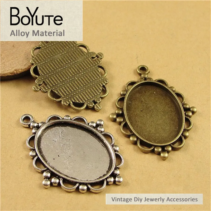 BoYuTe (40 Pieces/Lot) 18*25MM Cabochon Base Jewelry Accessories Parts Antique Bronze Silver Tray Pendant Setting Cameo Diy | Украшения и