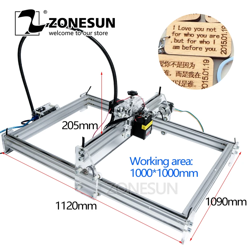 

Лазерный станок ZONESUN, 5500 МВт, AS-3, 100*100 см, гравировка по дереву, металлу