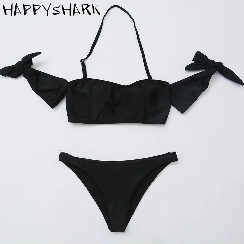 Женский комплект бикини HAPPYSHARK летний купальник с коротким рукавом и завязкой