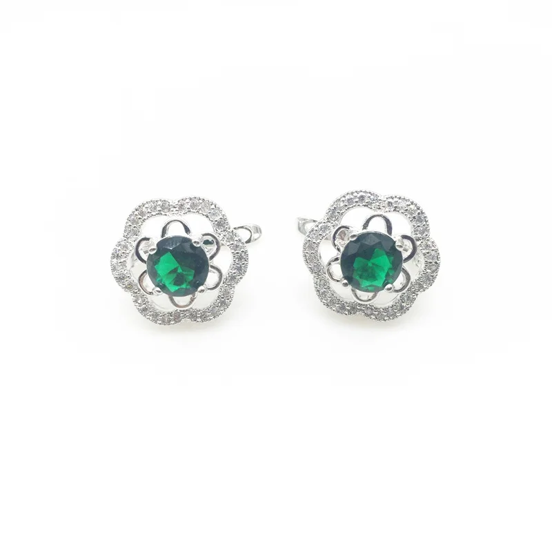 Женский Свадебный комплект из серебра 925 пробы с зеленым цирконием подвески