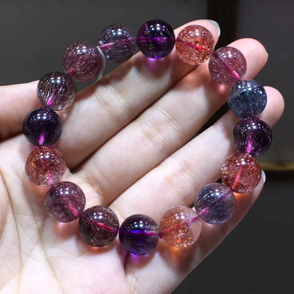 

Natural Super 7 Melody Bracelet For Women Love New Gift Crystal 13mm Round Beads Stretch Bracelets Jewelry AAAAA Certificate