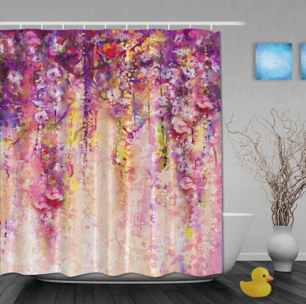 Изготовленные на заказ акварельные Рисование цветок водопад в блестящие