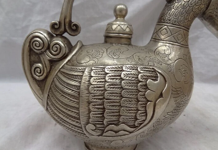 Песня voge Gem S5033 10 &quotКитайская Серебряная птица дракон феникс утка фланец статуя