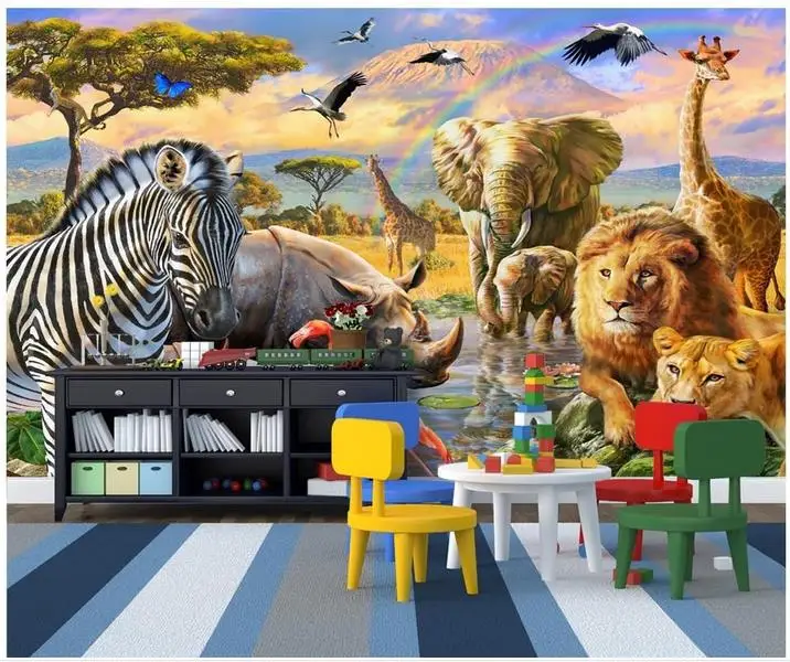 Фотообои 3d на заказ настенные фрески с животными солнечный свет Кампо мир